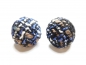 Preview: Mega Stoff Knopf Ohrstecker Button schwarz blau